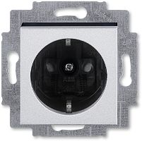 Розетка с заземлением без рамки ABB EPJ Levit 1-м. шторки серебро/дымчатый чёрный картинка